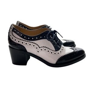 The Office of Angela Scott Mrs. Doubt Colorblock Oxford Lace Up Heels Sz 37 US 7